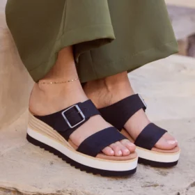 Women Diana Mule Buckle Wedge Sandal
